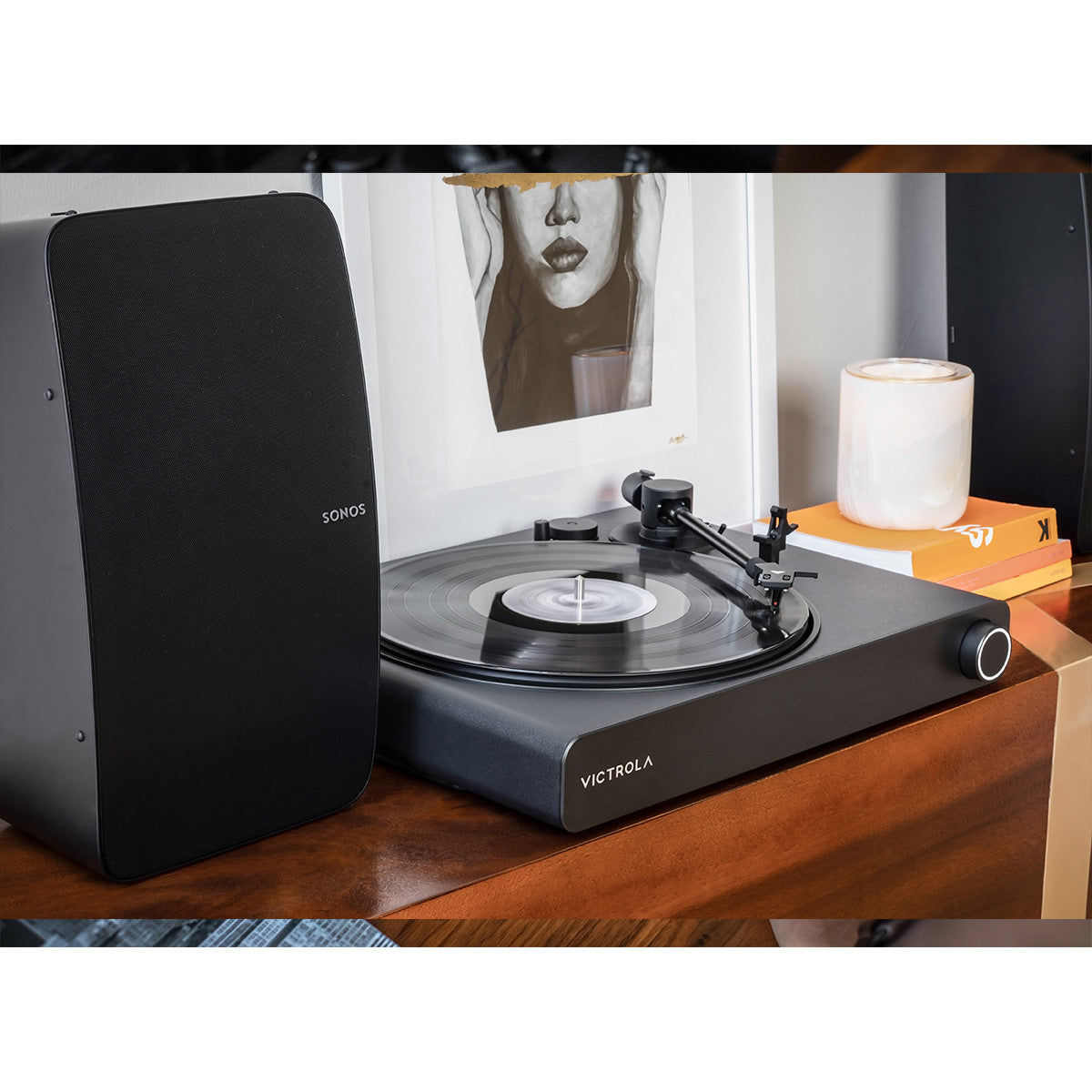 Victrola Stream Onyx Works with Sonos Wireless Turntable with Sonos Five Wireless Speaker for Streaming Music (Black)