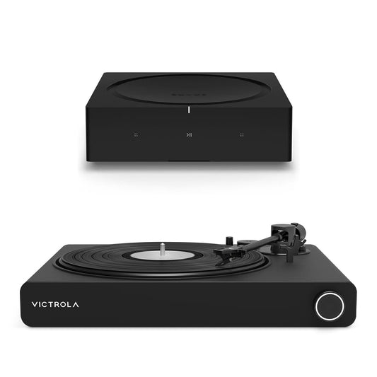 Victrola Stream Onyx Works with Sonos Wireless Turntable with Sonos Amp Wireless Hi-Fi Player