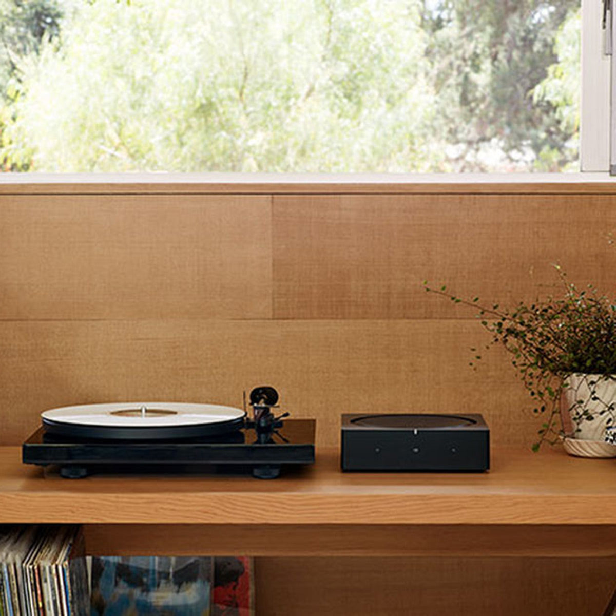 Victrola Stream Onyx Works with Sonos Wireless Turntable with Sonos Amp Wireless Hi-Fi Player