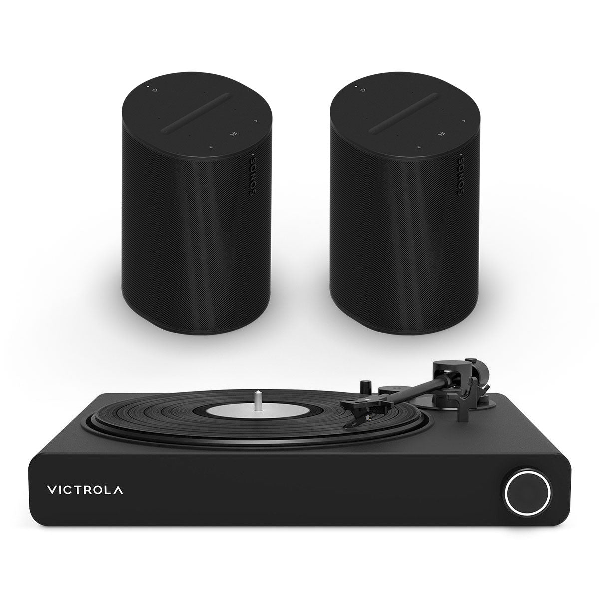 Victrola Stream Onyx Works with Sonos Wireless Turntable with Pair of Sonos Era 100 Wireless Smart Speaker (Black)