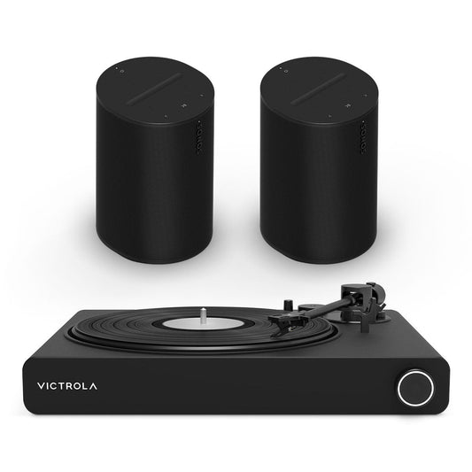 Victrola Stream Onyx Works with Sonos Wireless Turntable with Pair of Sonos Era 100 Wireless Smart Speaker (Black)