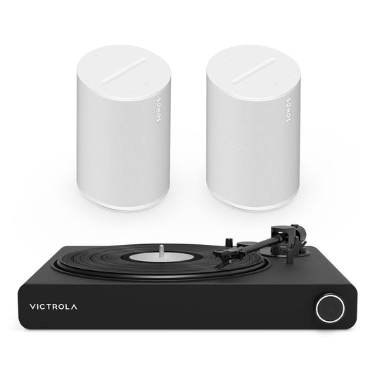 Victrola Stream Onyx Works with Sonos Wireless Turntable with Pair of Sonos Era 100 Wireless Smart Speaker (White)