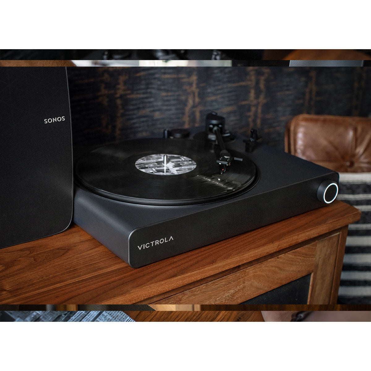 Victrola Stream Onyx Works with Sonos Wireless Turntable with 2-Speeds with Sonos Era 300 Wireless Smart Speaker (Black)