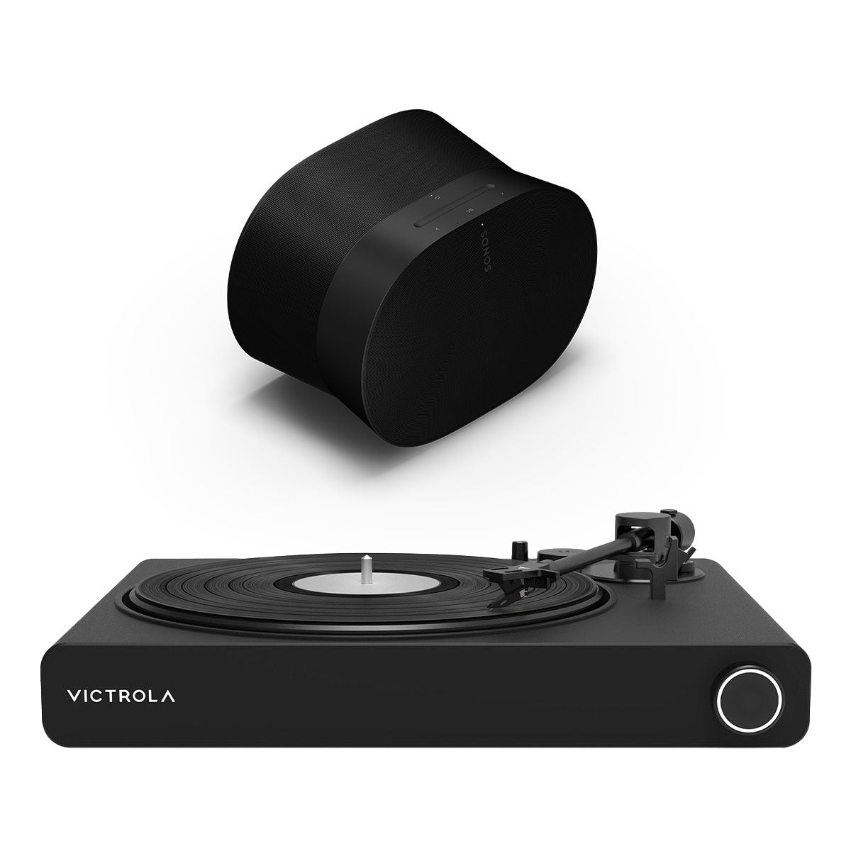 Victrola Stream Onyx Works with Sonos Wireless Turntable with 2-Speeds with Sonos Era 300 Wireless Smart Speaker (Black)