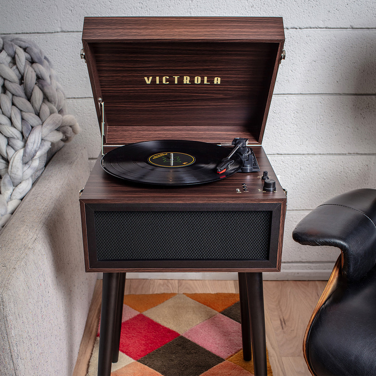 Victrola Liberty Bluetooth Record Player Stand with 3-Speed Turntable (Espresso)