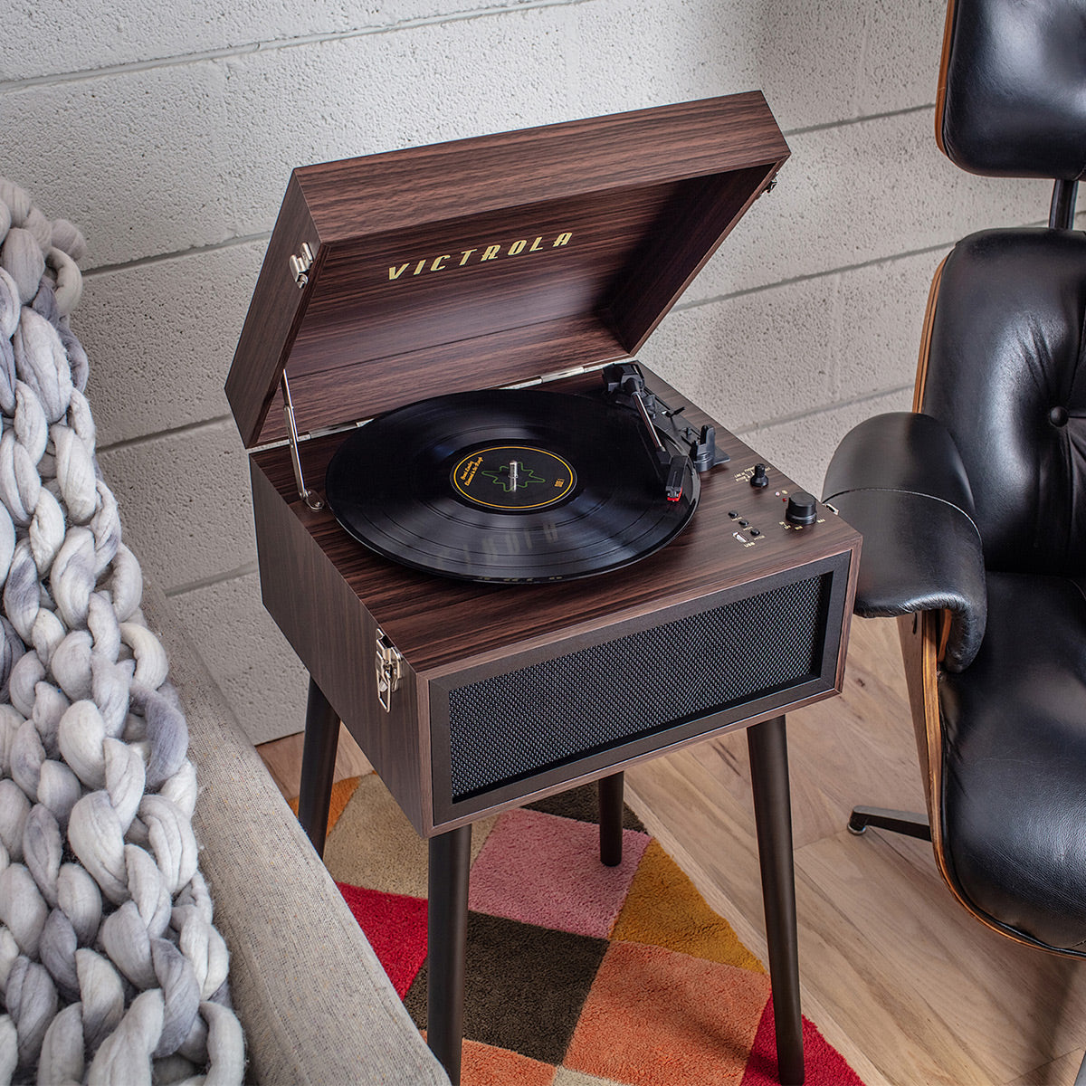 Victrola Liberty Bluetooth Record Player Stand with 3-Speed Turntable (Espresso)