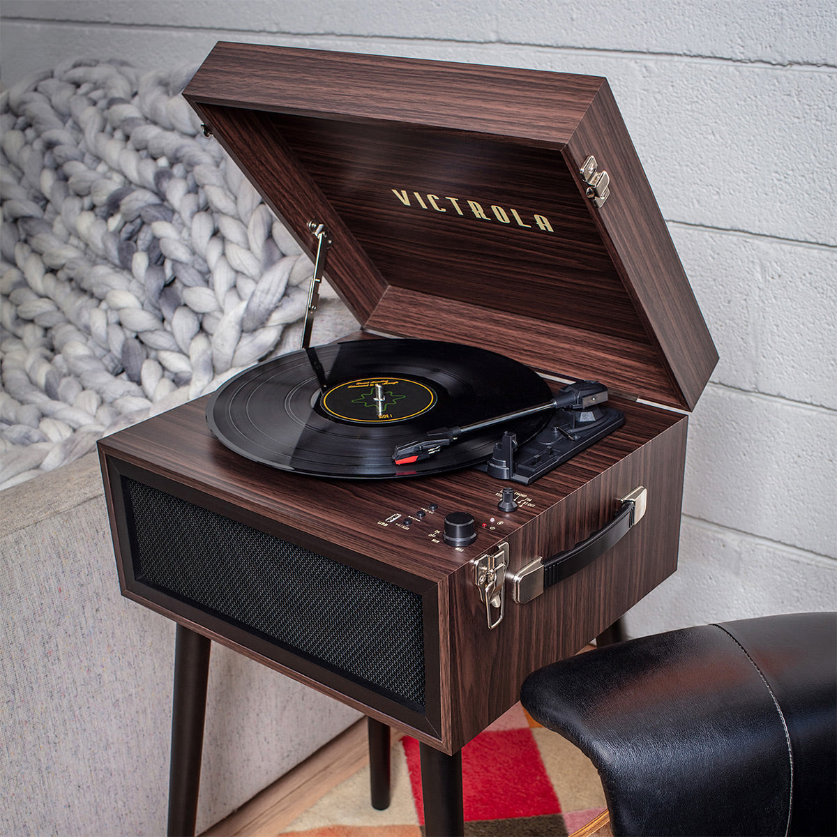 Victrola Liberty Bluetooth Record Player Stand with 3-Speed Turntable (Espresso)