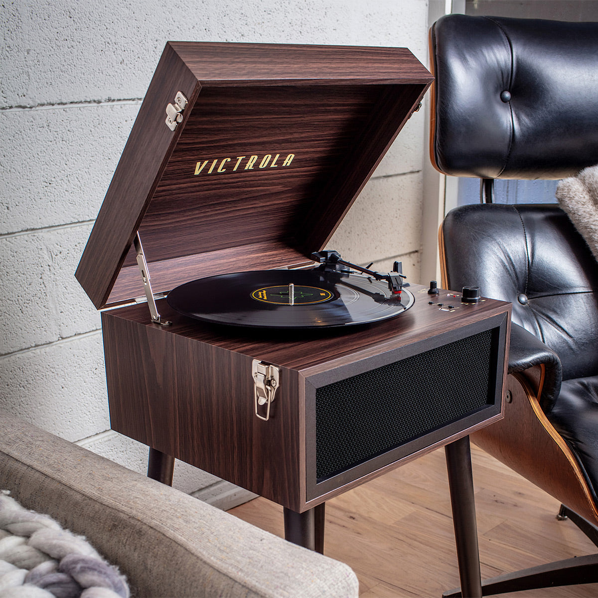 Victrola Liberty Bluetooth Record Player Stand with 3-Speed Turntable (Espresso)