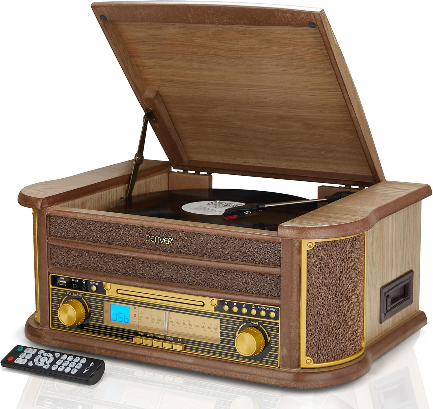 8-IN-1 HIFI STEREO SYSTEM WITH VINYL RECORD AND CD PLAYER