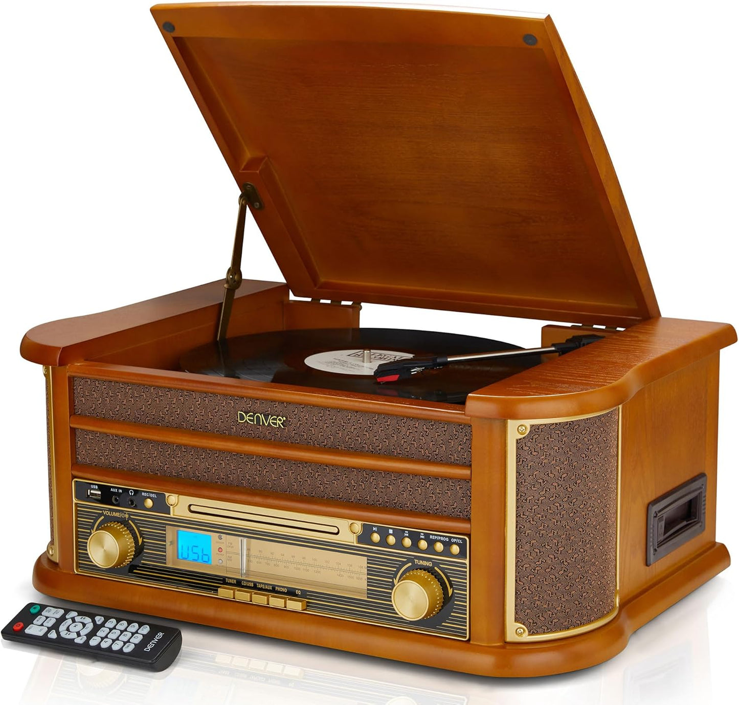 8-IN-1 HIFI STEREO SYSTEM WITH VINYL RECORD AND CD PLAYER