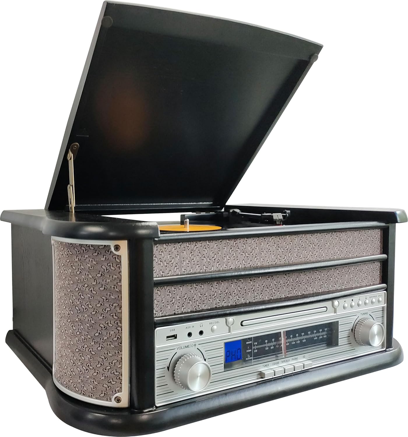 8-IN-1 HIFI STEREO SYSTEM WITH VINYL RECORD AND CD PLAYER