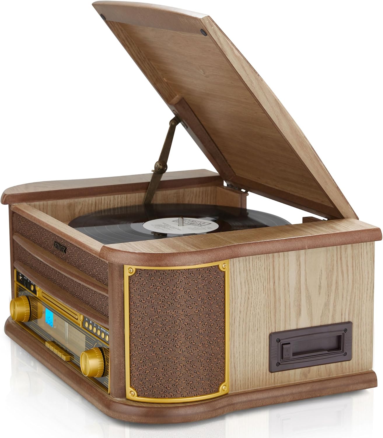 8-IN-1 HIFI STEREO SYSTEM WITH VINYL RECORD AND CD PLAYER