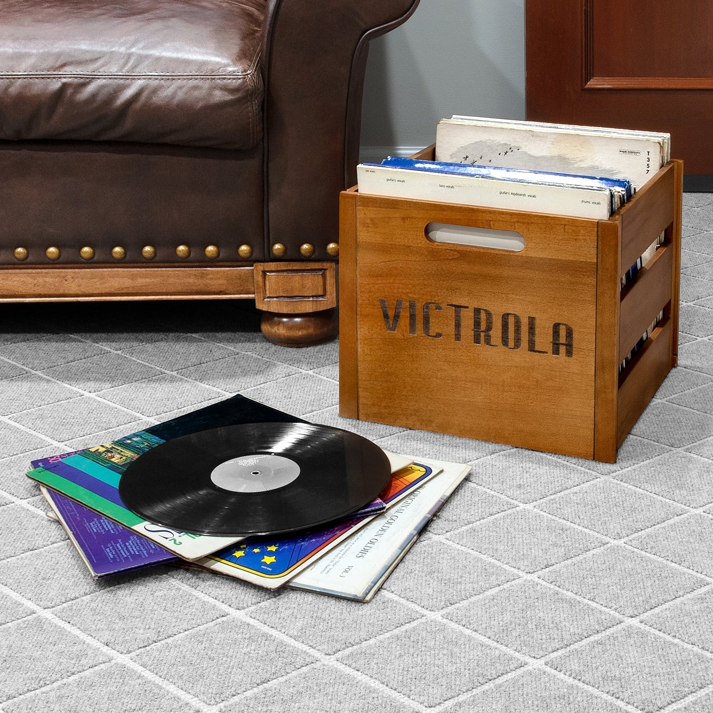 Wooden Record Crate